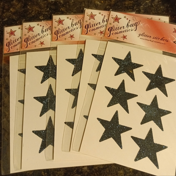 NEW: sets/performance🏆💎🤸‍♀️⭐TURQUOISE GLITTER STARS ⭐🤸‍♀️💎🏆BODY STICKERS - Picture 3 of 6